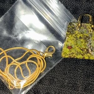 Dragon's Blood  Pendant Or Purse Charm With Gold Tone Chain NWOT